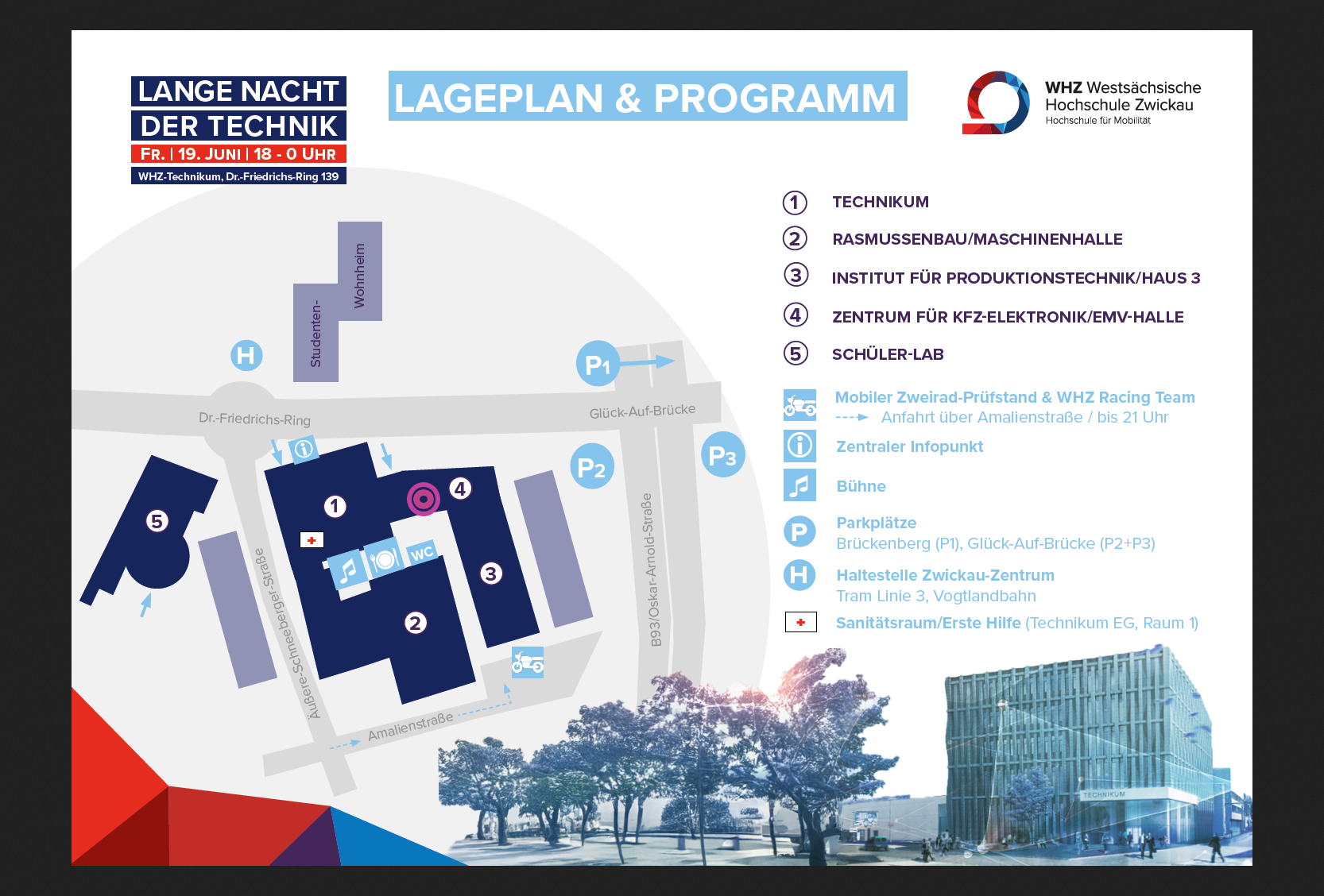 Lageplan der Langen Nacht der Technik mit markiertem Stand des TENSOR::BYTE CLUB